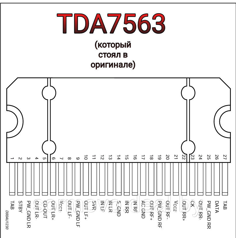 Автомобильный аудио усилитель мощности TDA7851A чип ZIP-27 - фото 2 - id-p204199870