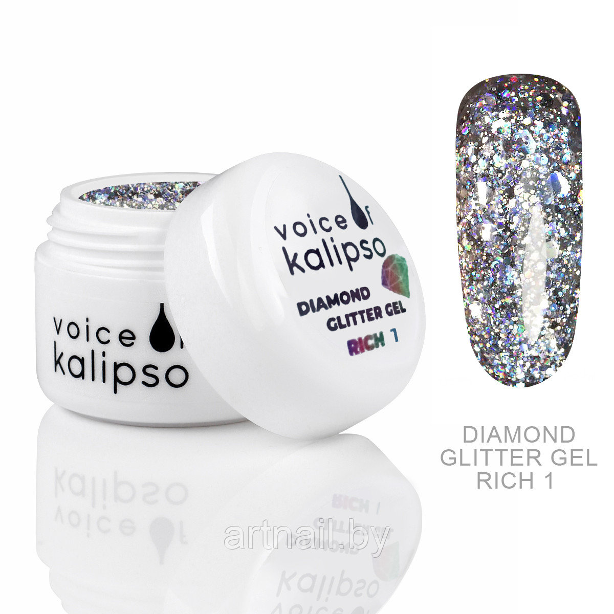 Глиттер-гель Voice of Kalipso для наращивания Diamond Glitter №1, 5мл