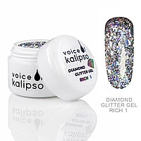 Глиттер-гель Voice of Kalipso для наращивания Diamond Glitter №1, 5мл