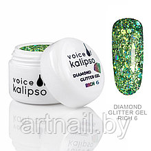 Глиттер-гель Voice of Kalipso для наращивания Diamond Glitter №6, 5мл