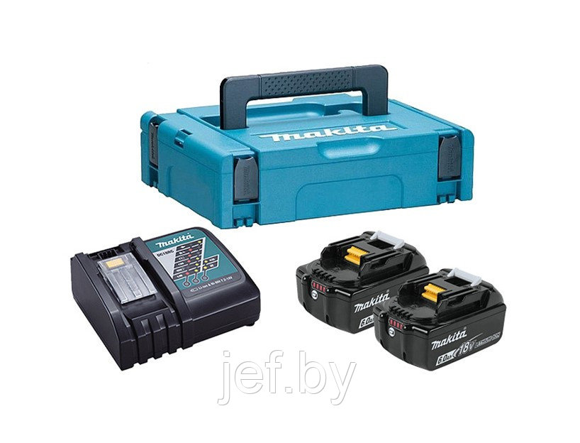 Комплект аккумулятор 18.0 в bl1860b 2 шт + зарядное устройство dc18rc MAKITA 198118-0