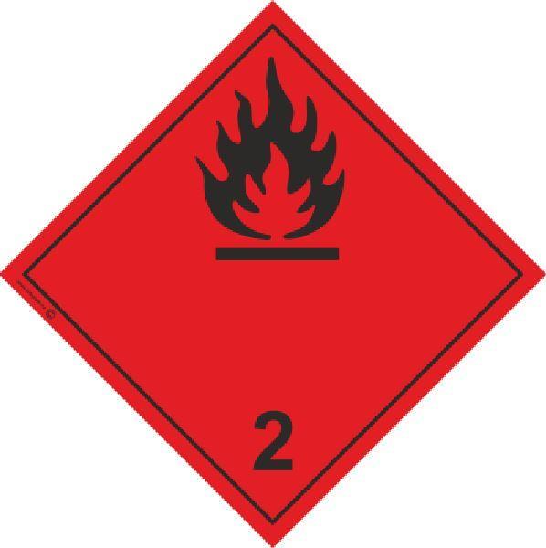 Наклейка: Знак опасности 2.1 (Легковоспламеняющиеся газы) 250х250 мм (черные надпись и изображение)