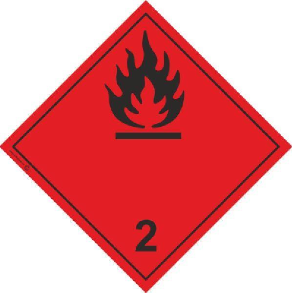 Наклейка: Знак опасности 2.1 "Легковоспламеняющиеся газы" 250х250 мм (черные надпись и изображение) - фото 1 - id-p175463409