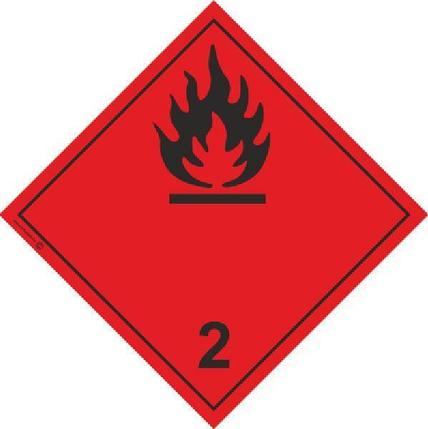 Наклейка: Знак опасности 2.1 (Легковоспламеняющиеся газы) 250х250 мм (черные надпись и изображение), фото 2
