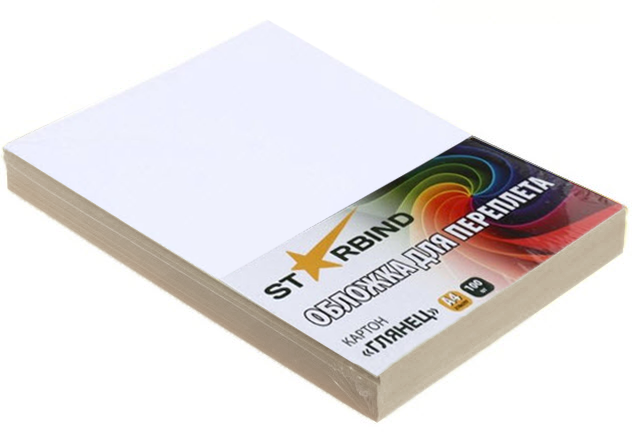 Обложки для переплета STARBIND картон глянец А4 / 250 г/м2 / 100 шт./ белый - фото 1 - id-p204213233