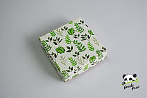 Коробка 75х75х30 Зеленые листья (белое дно)