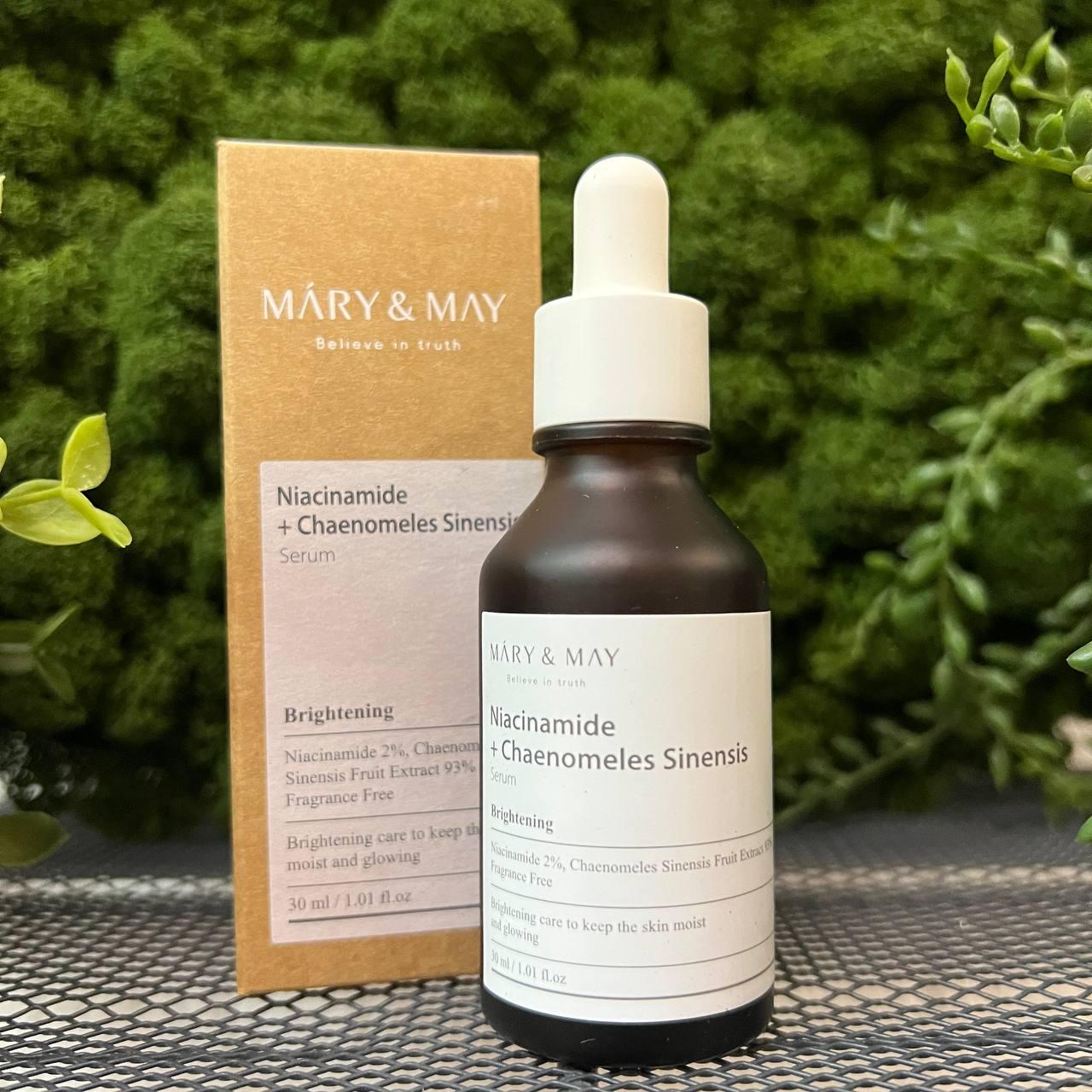 Сыворотка осветляющая с ниацинамидом и экстрактом айвы Mary&May Niacinamide Chaenomeles Sinensis Serum 30мл - фото 1 - id-p203985149