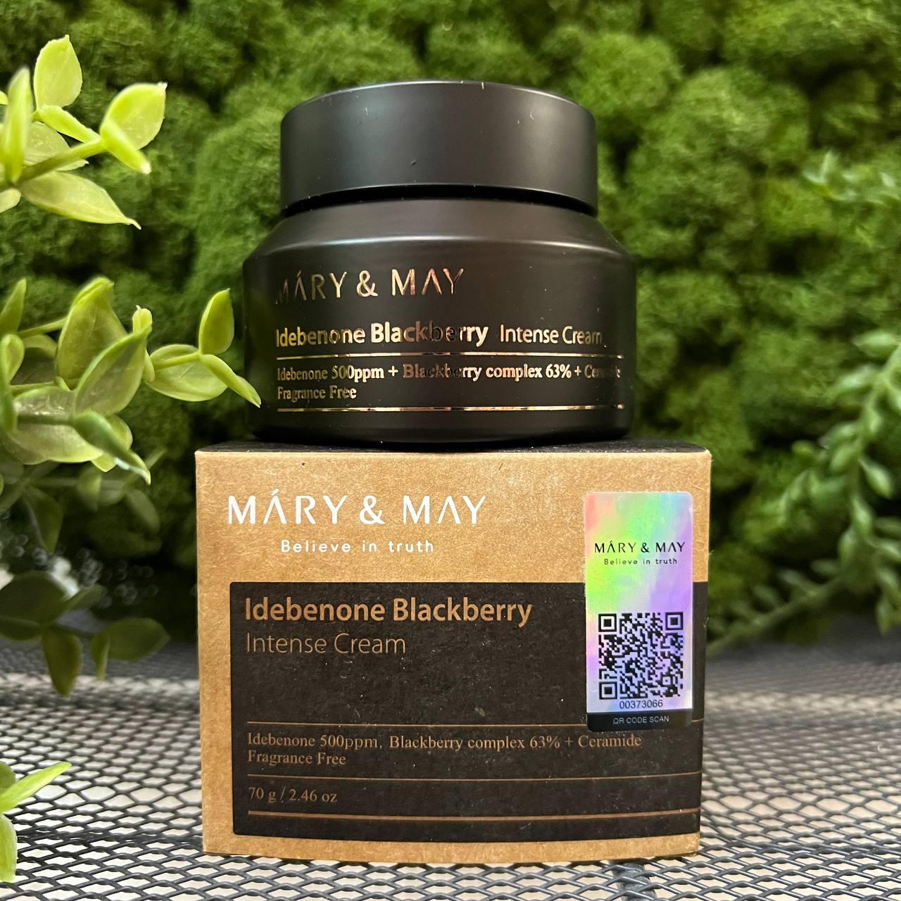 Крем для лица с идебеноном и ежевичным комплексом Mary&May Idebenone Blackberry Intense Cream 70g