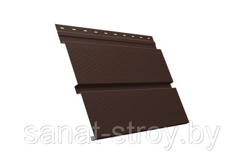 Металлический софит Квадро брус с перфорацией 0,45 Drap RAL 8017 шоколад - фото 1 - id-p204219736