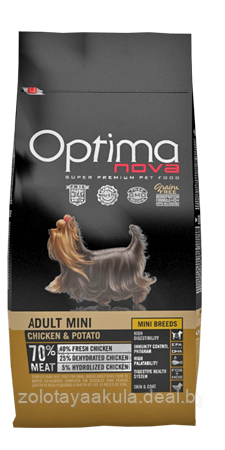 Корм в развес Optima Nova Grain Free Adult Mini Курица с картофелем для взрослых собак мелких пород, 1кг - фото 1 - id-p204222439