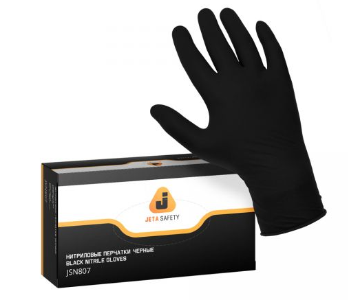Перчатки нитриловые ультрапрочные, р-р 10/XL черные, (уп. 100 шт.), Jeta Safety - фото 1 - id-p204228036