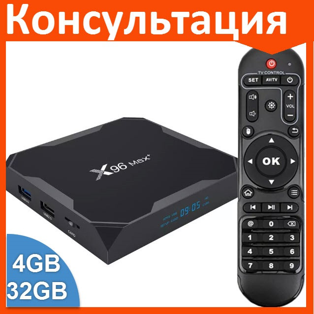 Смарт ТВ приставка X96 Max+ S905X3 4G + 32G TV Box андроид