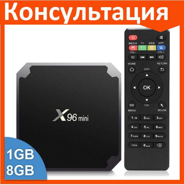 Смарт ТВ приставка X96 Mini S905W 1G + 8G андроид TV Box - фото 1 - id-p73872554