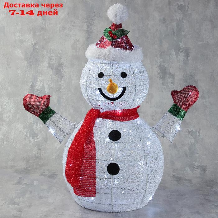 Фигура "Снеговик в шапке и шарфе" 60 см, 60 LED, 220V, БЕЛЫЙ - фото 1 - id-p204191428