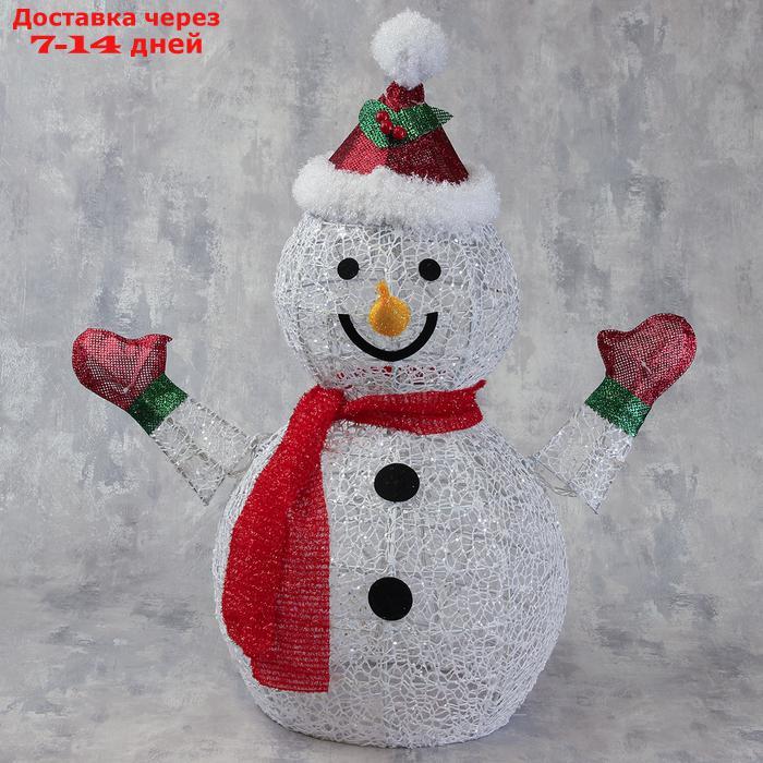 Фигура "Снеговик в шапке и шарфе" 60 см, 60 LED, 220V, БЕЛЫЙ - фото 2 - id-p204191428
