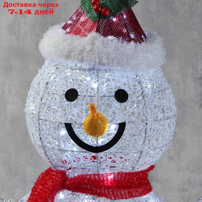Фигура "Снеговик в шапке и шарфе" 60 см, 60 LED, 220V, БЕЛЫЙ - фото 3 - id-p204191428