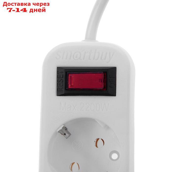 Сетевой фильтр Smartbuy, 5 розеток, 5 м, 10 А, 2200 Вт, с з/к, белый - фото 2 - id-p204187300