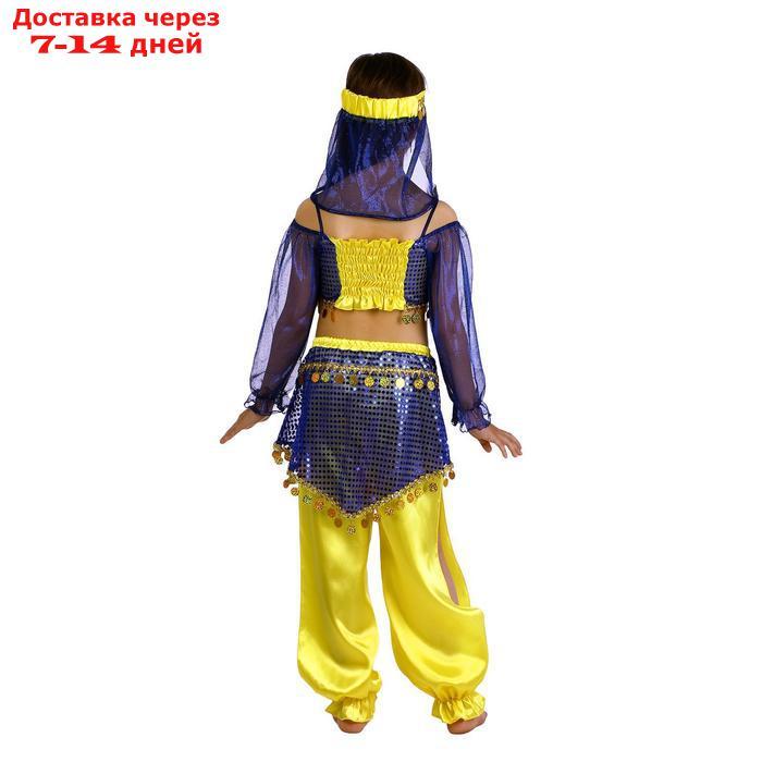 Костюм "Шахеризада сине-желтая" повязка, топ с рукавами, штаны р- 34 рост 134 см - фото 3 - id-p204187540