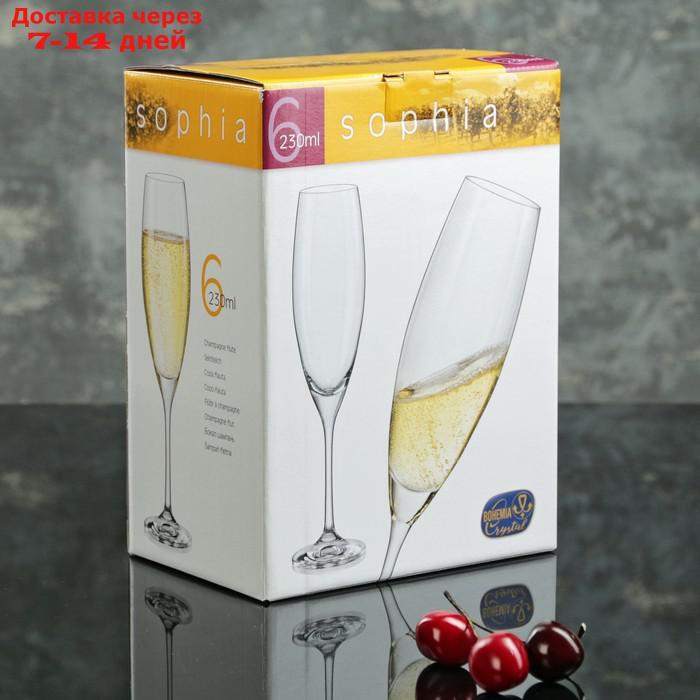 Набор бокалов для шампанского Bohemia Crystal "София", 230 мл, 6 шт - фото 3 - id-p204188394