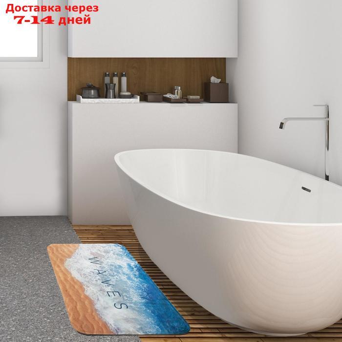 Коврик для ванной Этель "Waves", 80х50 см, велюр - фото 1 - id-p204190434