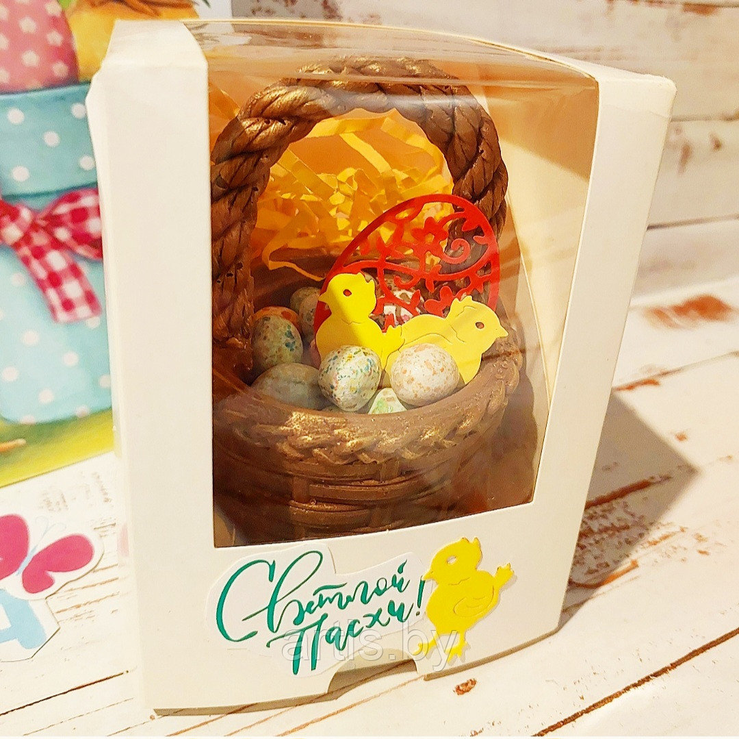 Шоколадная корзинка к Пасхе с глазированными орешками в виде яиц. - фото 2 - id-p204239316