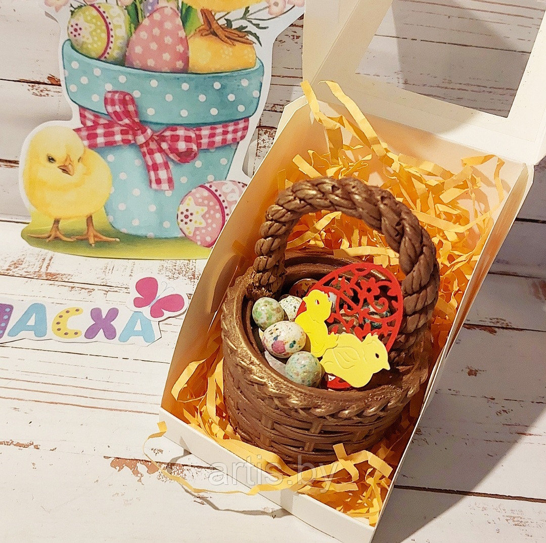 Шоколадная корзинка к Пасхе с глазированными орешками в виде яиц. - фото 5 - id-p204239316