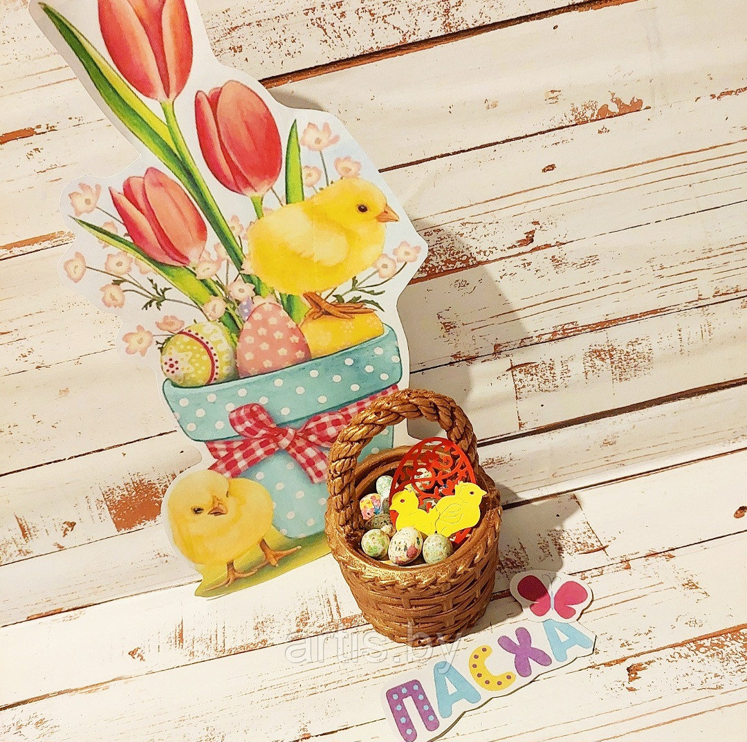 Шоколадная корзинка к Пасхе с глазированными орешками в виде яиц. - фото 6 - id-p204239316
