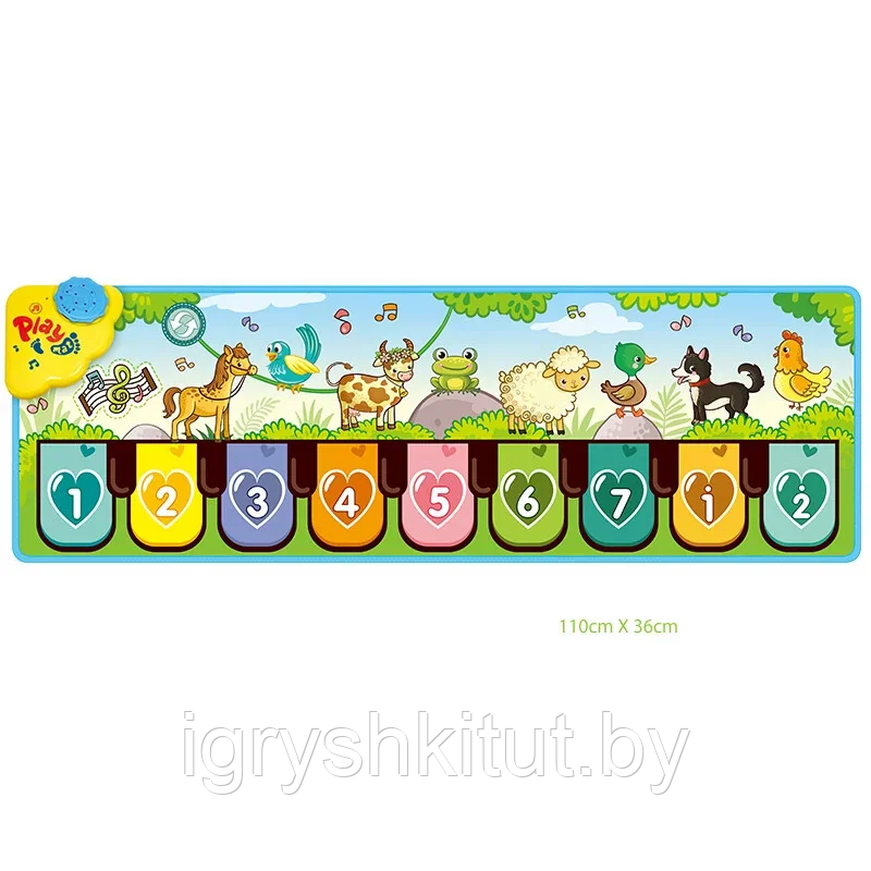 Детский музыкальный игровой коврик-пианино напольный - фото 1 - id-p204248908