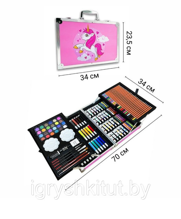 Набор для рисования в чемоданчике, 145 предметов, розовый, Пони - фото 9 - id-p134315479
