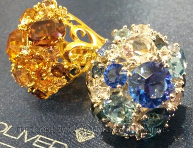 Крупное кольцо с кристаллами Swarovski