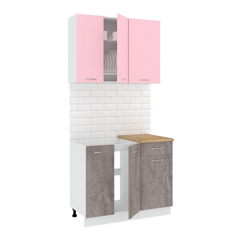 Кухня Лира Лайт 1.0м (100 см) Розовый-Оникс - фото 1 - id-p204258145