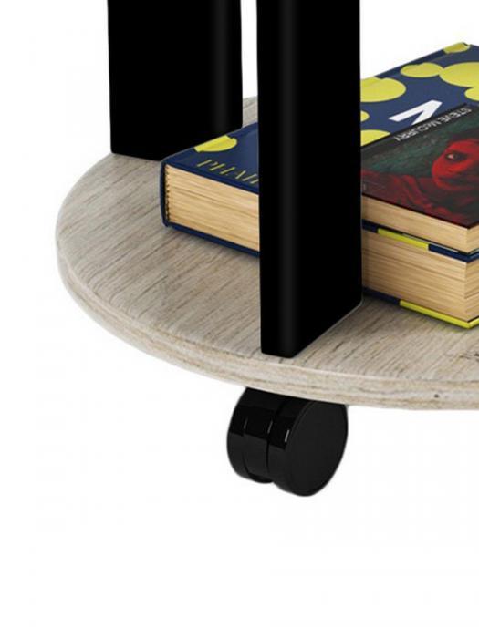 Столик журнальный круглый на колесиках кофейный чайный приставной с полкой стол из дерева прикроватный - фото 8 - id-p182705180