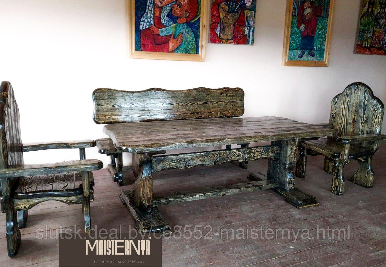 Комплект мебели Маентак 1 (скамья, стол + 2 кресла) - фото 3 - id-p155030114