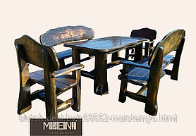 Комплект мебели “Майстр”  (2 скамейки, стол и 2 кресла, массив дуба)