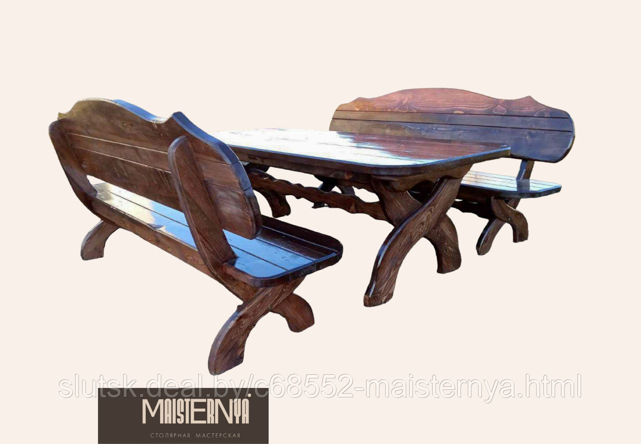 Комплект мебели Сябр (2 скамьи и стол, длина 2,5 м) - фото 1 - id-p155027330