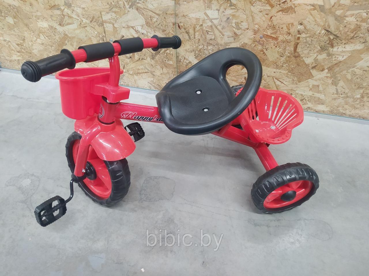 Велосипед детский Малыш трёхколёсный красный с корзинкой и багажником для малышей, беговел для самых маленьких - фото 9 - id-p204266267