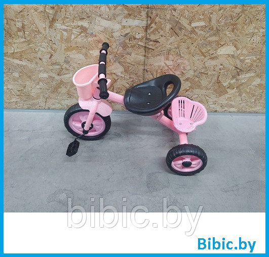 Велосипед детский Малыш трёхколёсный голубой с корзинкой и багажником для малышей, беговел для самых маленьких - фото 6 - id-p204266316