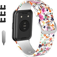 Силиконовый ремешок Rumi для Huawei Watch FIT, Watch FIT Elegant Цветы