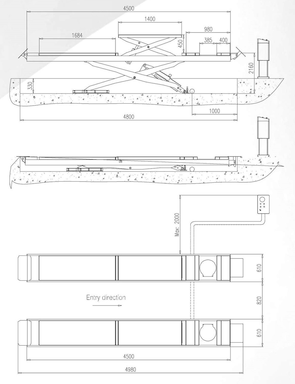 Velyen 4EE0505H Подъемник ножничный г/п 4000 кг., платформы для сход-развала с подъем. второго уровня - фото 2 - id-p204270095