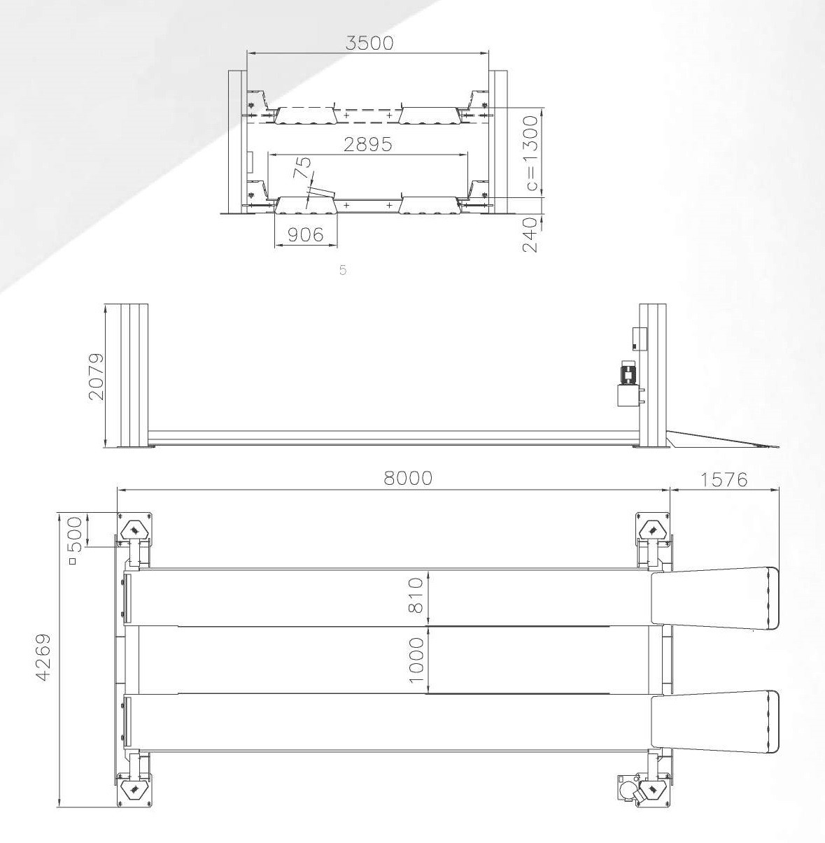 Velyen 4ED0800 Подъемник четырехстоечный г/п 25000 кг. платформы гладкие - фото 2 - id-p204270098