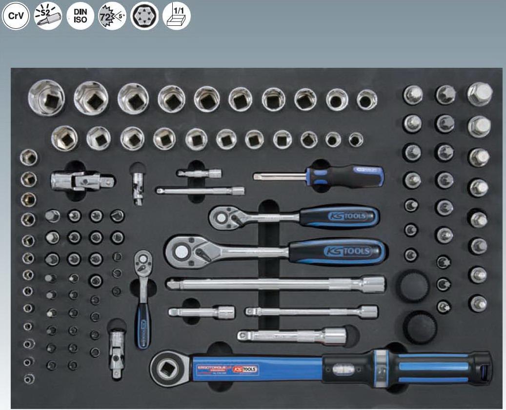 KS-Tools 8181185 Набор головок 1/4" + 3/8" + 1/2" с аксессуарами - фото 1 - id-p204270111