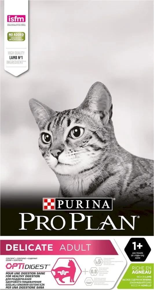 "Pro Plan" Delicate Adult сухой корм для кошек с чувствительным пищеварением, с ягненком 10кг - фото 1 - id-p204271898