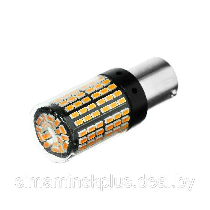 Автолампа светодиодная P21W 1156, 144 SMD, 12 В, свет оранжевый - фото 1 - id-p204280418