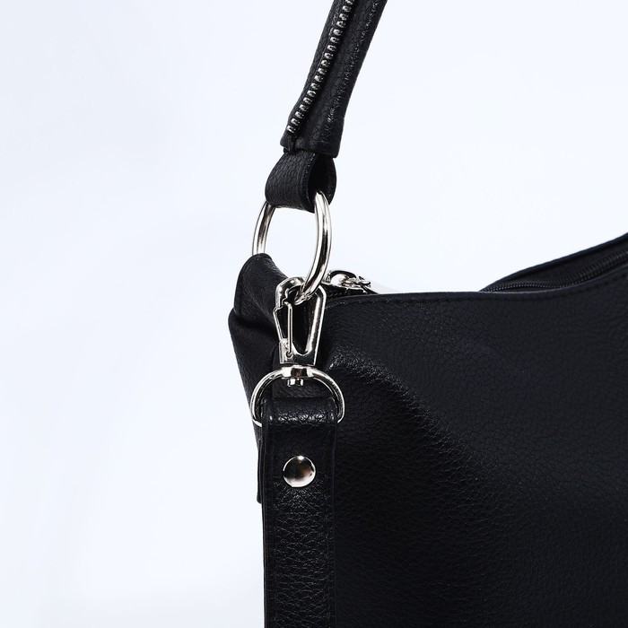 Сумка-мешок "Оливи" на молнии, наружный карман, цвет чёрный - фото 6 - id-p204281726