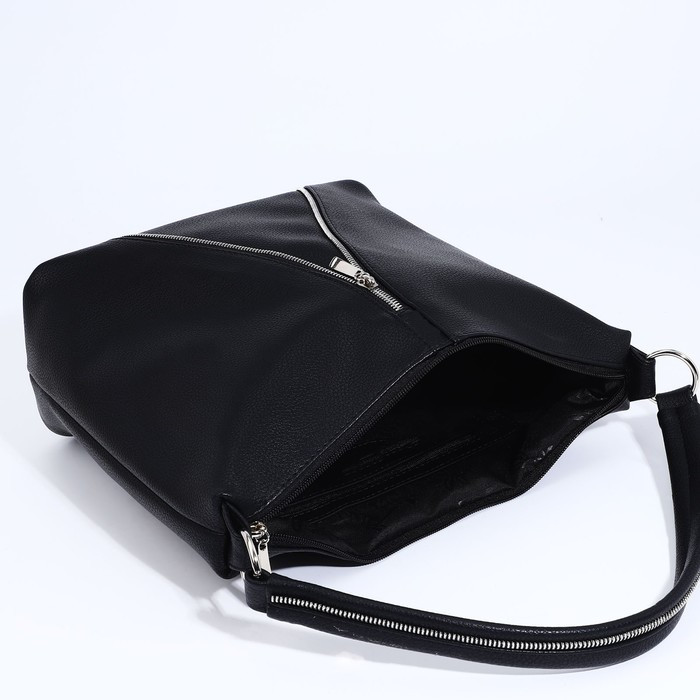 Сумка-мешок "Оливи" на молнии, наружный карман, цвет чёрный - фото 8 - id-p204281726
