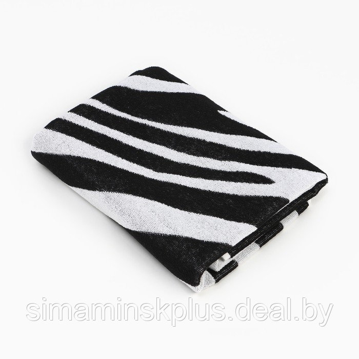 Полотенце махровое Этель "Zebra" чёрный, 70х130 см, 100% хлопок, 420 гр/м2 - фото 1 - id-p204282072
