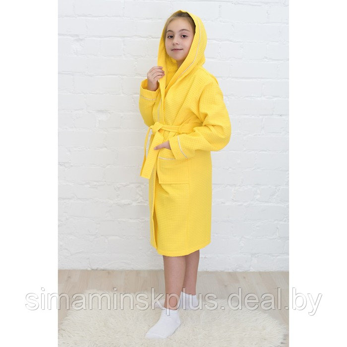 Халат для девочки, рост 152 см, лимонный, вафля - фото 3 - id-p204282076