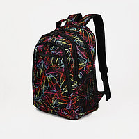 Рюкзак школьный со светоотражающими элементами, 2 отдела на молниях, 4 наружных кармана, разноцветный