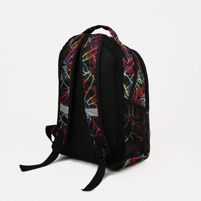 Рюкзак школьный со светоотражающими элементами, 2 отдела на молниях, 4 наружных кармана, разноцветный - фото 2 - id-p204280460