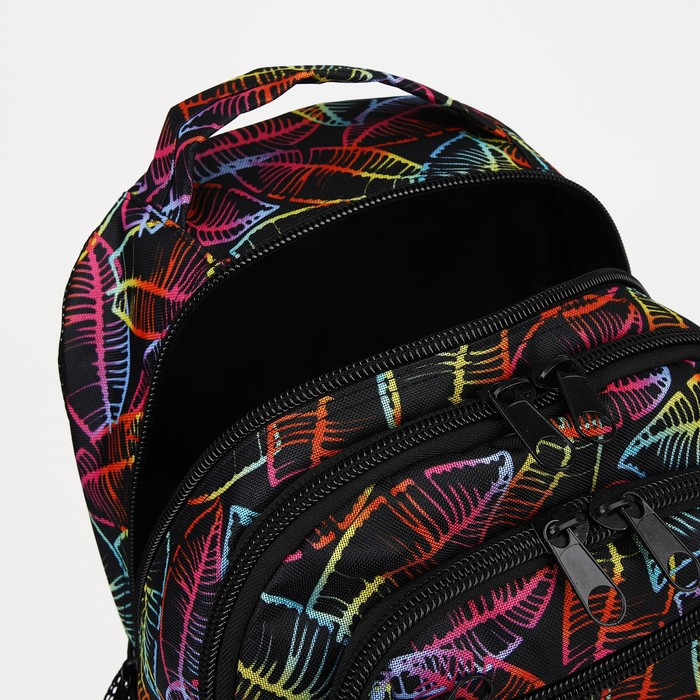 Рюкзак школьный со светоотражающими элементами, 2 отдела на молниях, 4 наружных кармана, разноцветный - фото 4 - id-p204280460